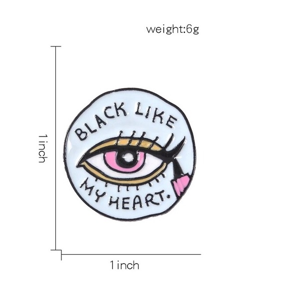 NEW Black Like My Heart Eye Makeup Enamel Pin - Picture 2 of 2